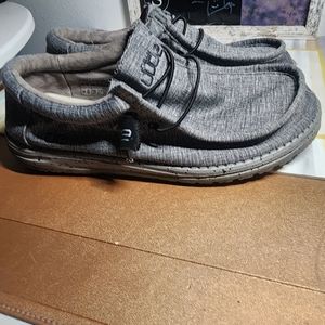 HEY DUDE MEN WALLY L STRETCH CASUAL COMFORT SLIPON SHOES "STEEL SZ 9